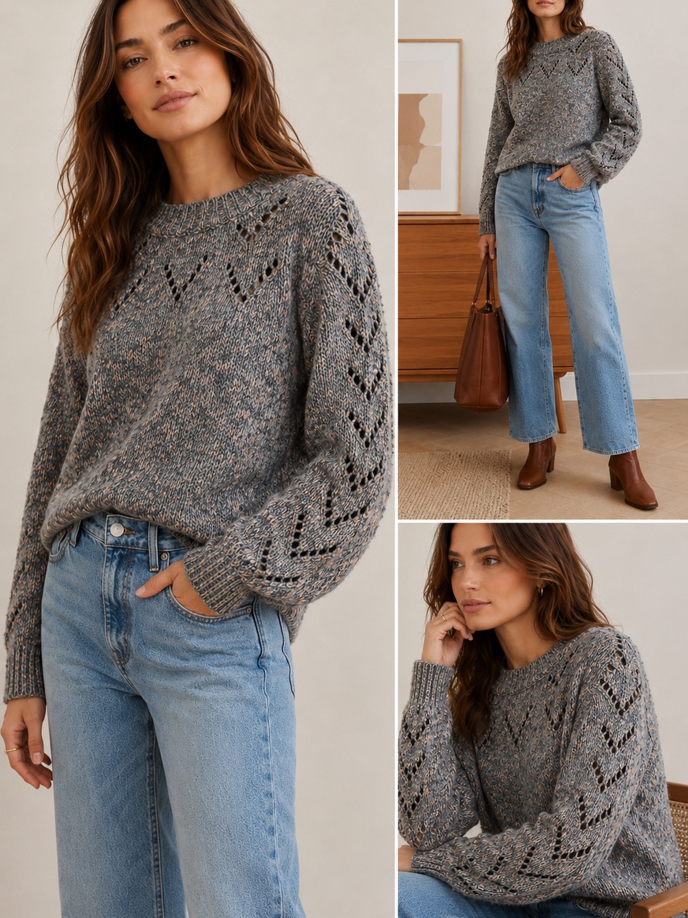 Madewell Pointelle Knit Sweater | Size‎ Small | Wool Blend